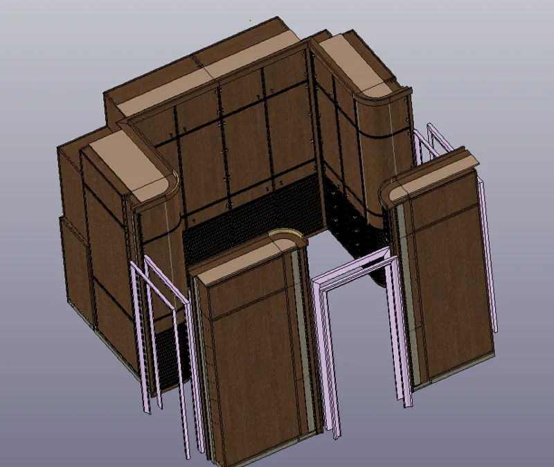 Plan 3D d'un dressing sur mesure aux angles arrondis